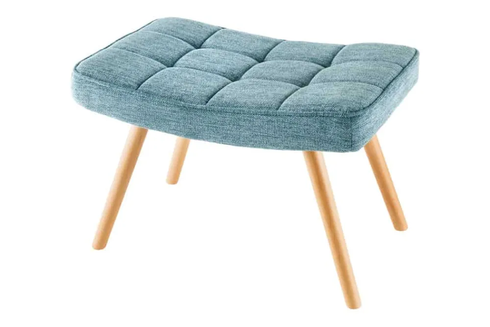 Riess-Ambiente Skandinavisch|Sessel > Moderner Hocker SCANDINAVIA blau Strukturstoff Massivholz-Beine Fußhocker