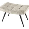 Riess-Ambiente Skandinavisch|Sessel > Moderner Hocker SCANDINAVIA champagner greige Bouclé schwarze Metallbeine Fußhocker