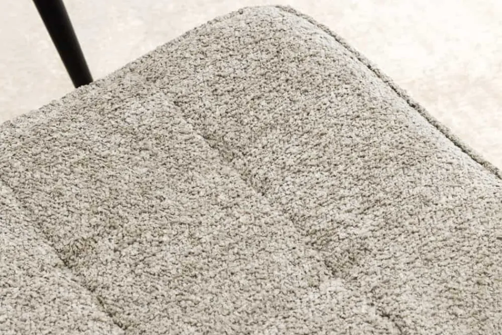 Riess-Ambiente Skandinavisch|Sessel > Moderner Hocker SCANDINAVIA champagner greige Bouclé schwarze Metallbeine Fußhocker