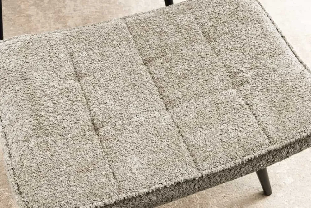 Riess-Ambiente Skandinavisch|Sessel > Moderner Hocker SCANDINAVIA champagner greige Bouclé schwarze Metallbeine Fußhocker