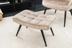 Riess-Ambiente Skandinavisch|Sessel > Moderner Hocker SCANDINAVIA champagner beige Samt schwarze Metallbeine Fußhocker
