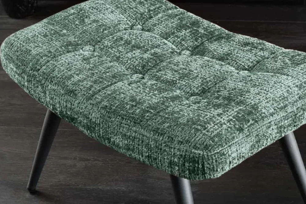 Riess-Ambiente Skandinavisch|Sitzhocker > Moderner Hocker SCANDINAVIA grün Chenille Cremona Metallbeine Fußhocker