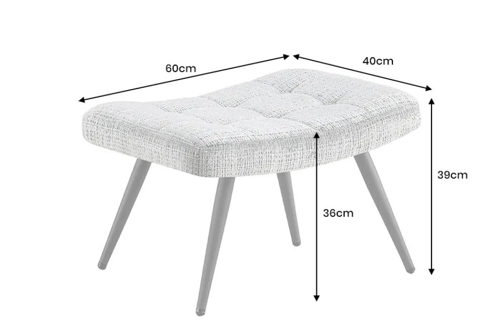 Riess-Ambiente Skandinavisch|Sitzhocker > Moderner Hocker SCANDINAVIA champagner Chenille Cremona Metallbeine Fußhocker