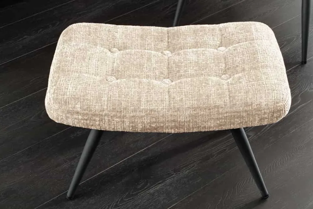 Riess-Ambiente Skandinavisch|Sitzhocker > Moderner Hocker SCANDINAVIA champagner Chenille Cremona Metallbeine Fußhocker