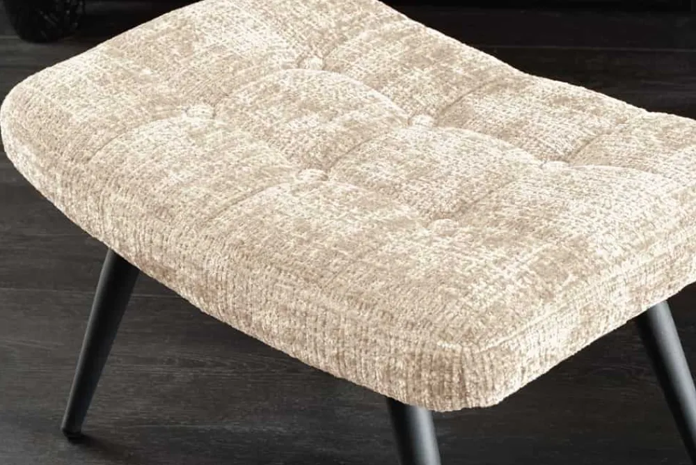 Riess-Ambiente Skandinavisch|Sitzhocker > Moderner Hocker SCANDINAVIA champagner Chenille Cremona Metallbeine Fußhocker