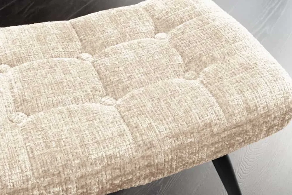 Riess-Ambiente Skandinavisch|Sitzhocker > Moderner Hocker SCANDINAVIA champagner Chenille Cremona Metallbeine Fußhocker