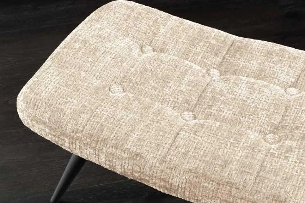 Riess-Ambiente Skandinavisch|Sitzhocker > Moderner Hocker SCANDINAVIA champagner Chenille Cremona Metallbeine Fußhocker