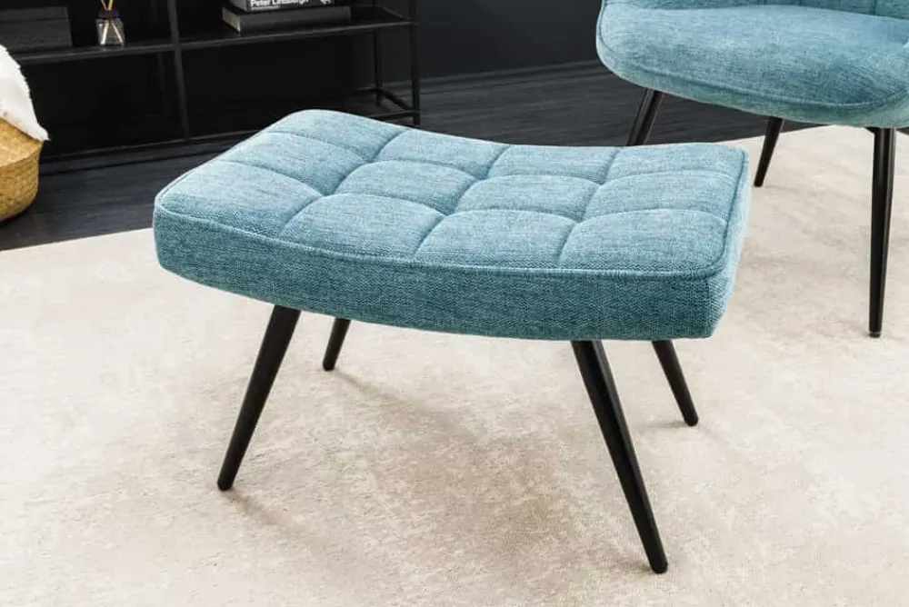 Riess-Ambiente Skandinavisch|Sitzhocker > Moderner Hocker SCANDINAVIA blau Strukturstoff Metallbeine Fußhocker