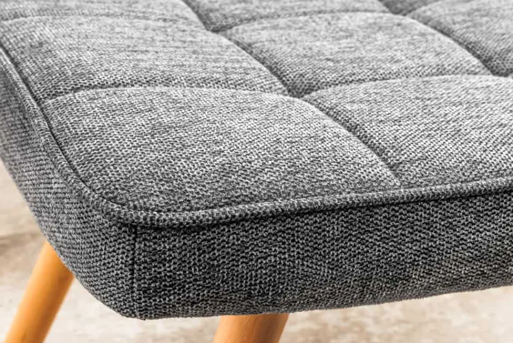 Riess-Ambiente Skandinavisch|Sessel > Moderner Hocker SCANDINAVIA grau Strukturstoff Massivholz-Beine Fußhocker
