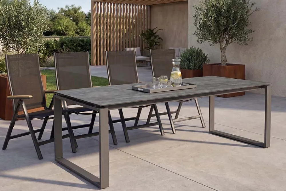 Riess-Ambiente Haus & Garten|Industrial Loft > Moderner In- und Outdoor Esstisch FLOATING 210cm anthrazit Keramik Gartentisch wetterfest