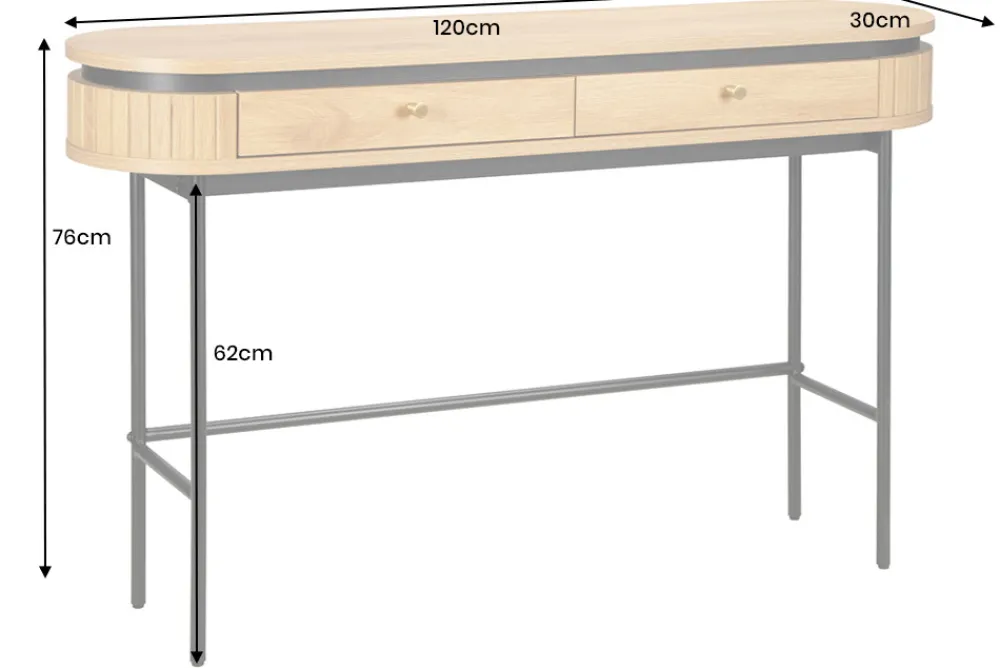 Riess-Ambiente Konsolentische|Bürotische > Moderner Konsolentisch ATELIER 120cm natur Eiche schwarz mit Schublade