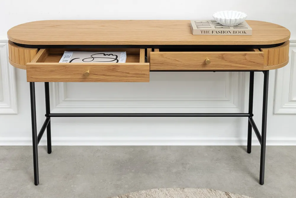 Riess-Ambiente Konsolentische|Bürotische > Moderner Konsolentisch ATELIER 120cm natur Eiche schwarz mit Schublade