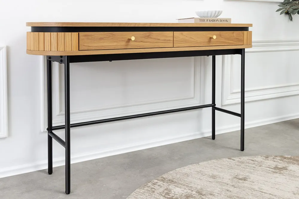 Riess-Ambiente Konsolentische|Bürotische > Moderner Konsolentisch ATELIER 120cm natur Eiche schwarz mit Schublade