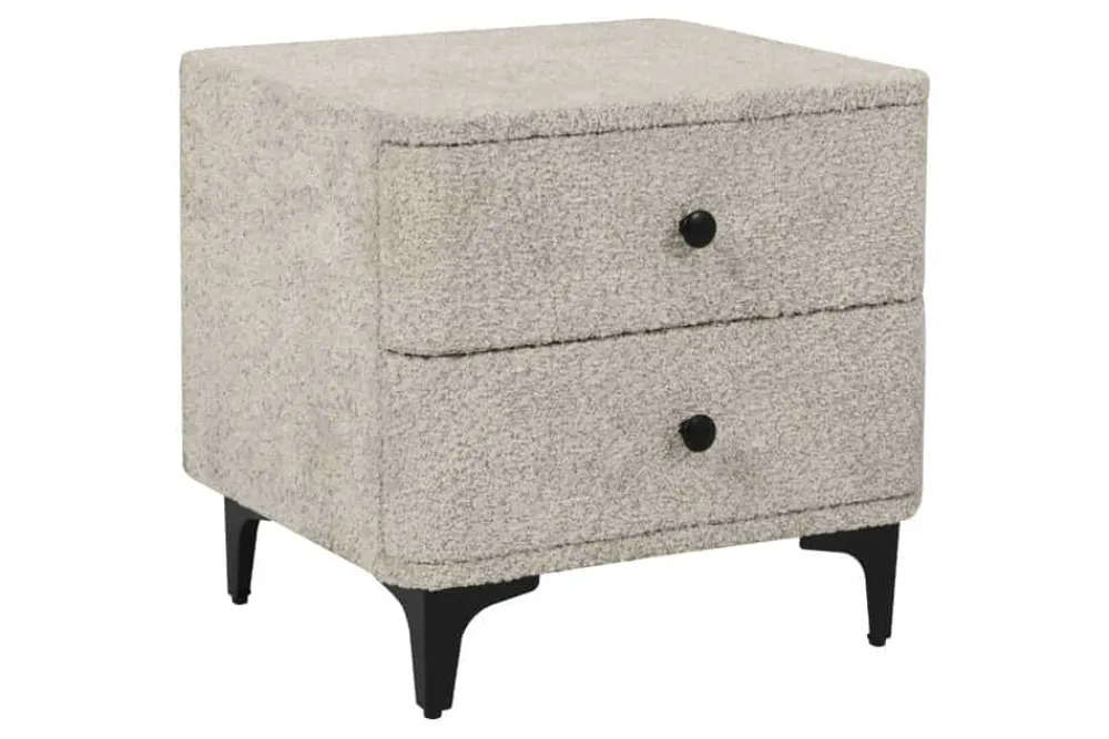 Riess-Ambiente Retro Möbel|Nachttische > Moderner Nachttisch ART DECO 45cm greige Bouclé mit Schubladen schwarz Metall