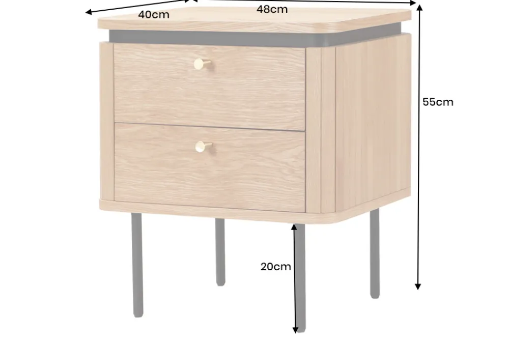 Riess-Ambiente Nachttische > Moderner Nachttisch ATELIER 55cm Eiche Beistelltisch mit Schubladen