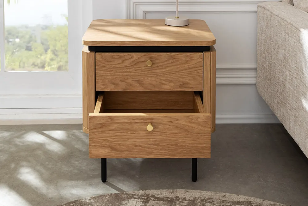 Riess-Ambiente Nachttische > Moderner Nachttisch ATELIER 55cm Eiche Beistelltisch mit Schubladen