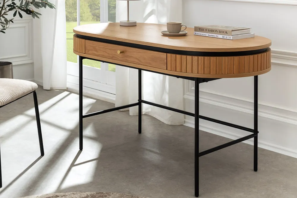 Riess-Ambiente Konsolentische|Bürotische > Moderner Schreibtisch ATELIER 120cm natur Eiche Konsolentisch schwarz mit Schublade