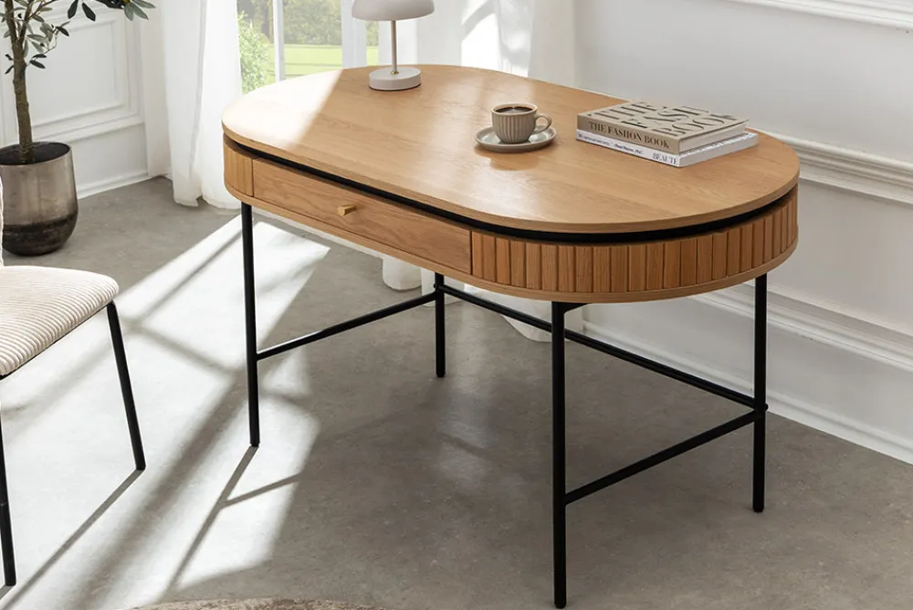 Riess-Ambiente Konsolentische|Bürotische > Moderner Schreibtisch ATELIER 120cm natur Eiche Konsolentisch schwarz mit Schublade