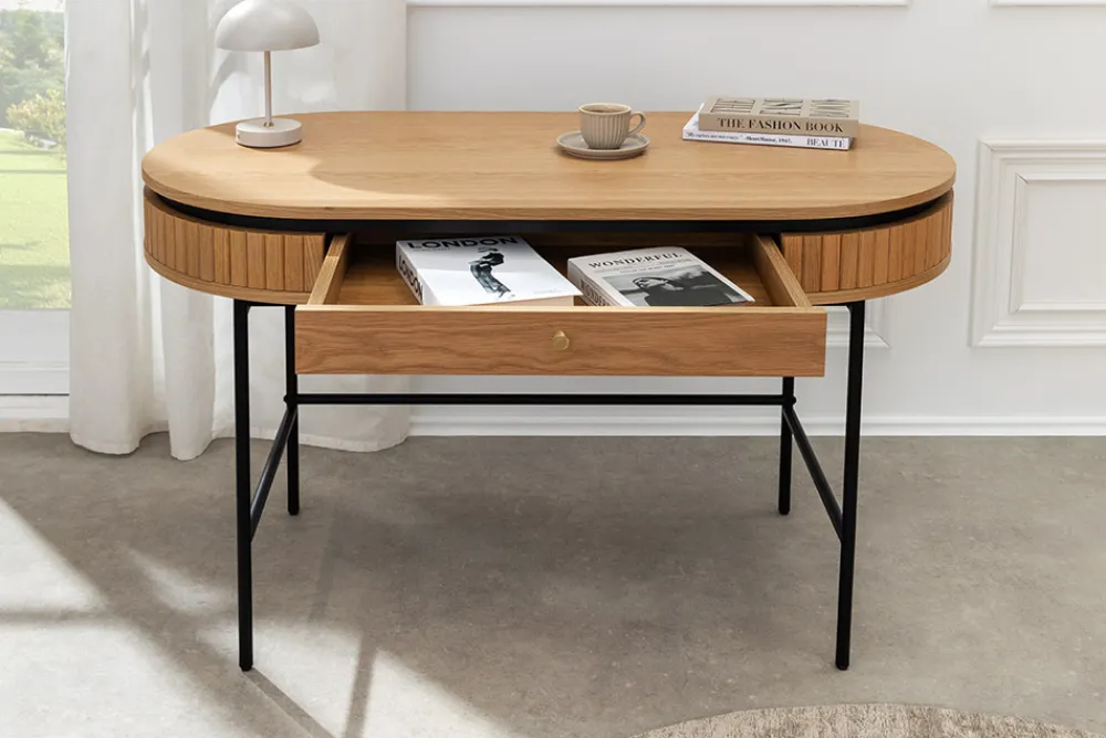 Riess-Ambiente Konsolentische|Bürotische > Moderner Schreibtisch ATELIER 120cm natur Eiche Konsolentisch schwarz mit Schublade