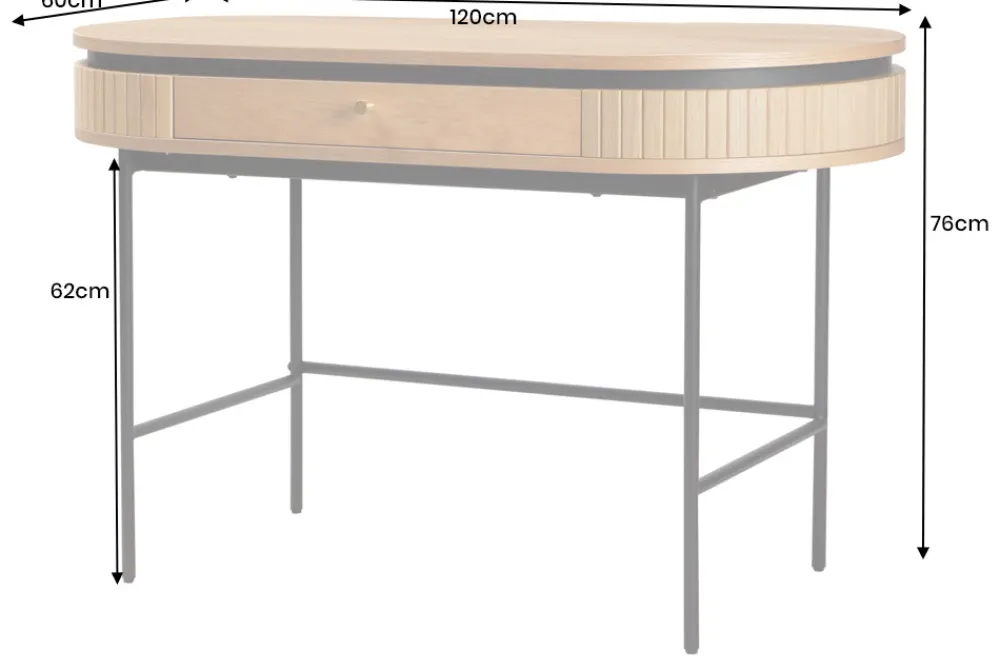 Riess-Ambiente Konsolentische|Bürotische > Moderner Schreibtisch ATELIER 120cm natur Eiche Konsolentisch schwarz mit Schublade