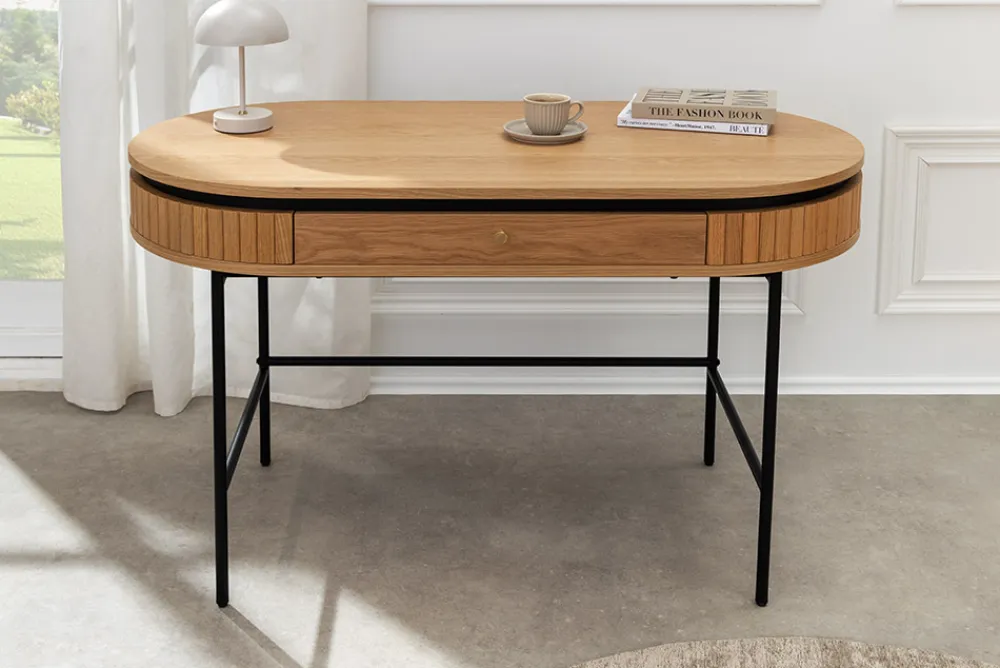 Riess-Ambiente Konsolentische|Bürotische > Moderner Schreibtisch ATELIER 120cm natur Eiche Konsolentisch schwarz mit Schublade