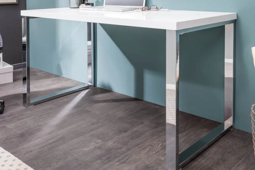 Riess-Ambiente Bürotische > Moderner Schreibtisch WHITE DESK 120cm weiß Hochglanz Bürotisch