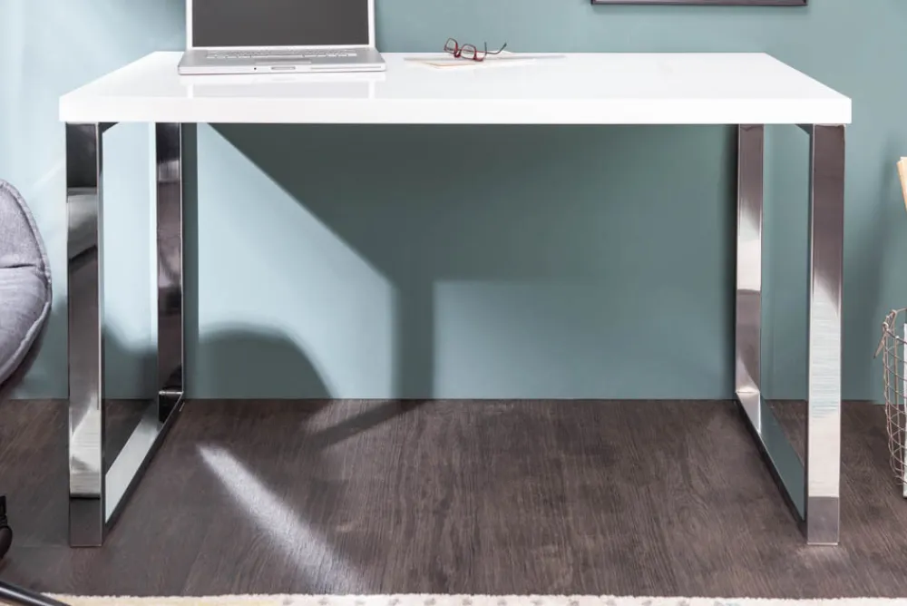 Riess-Ambiente Bürotische > Moderner Schreibtisch WHITE DESK 120cm weiß Hochglanz Bürotisch