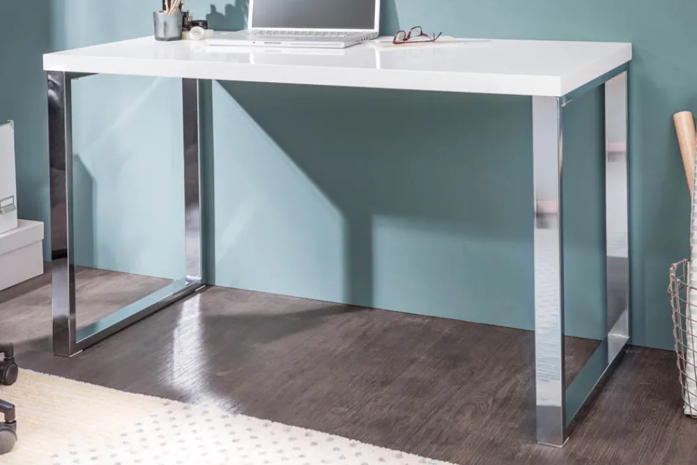 Riess-Ambiente Bürotische > Moderner Schreibtisch WHITE DESK 120cm weiß Hochglanz Bürotisch