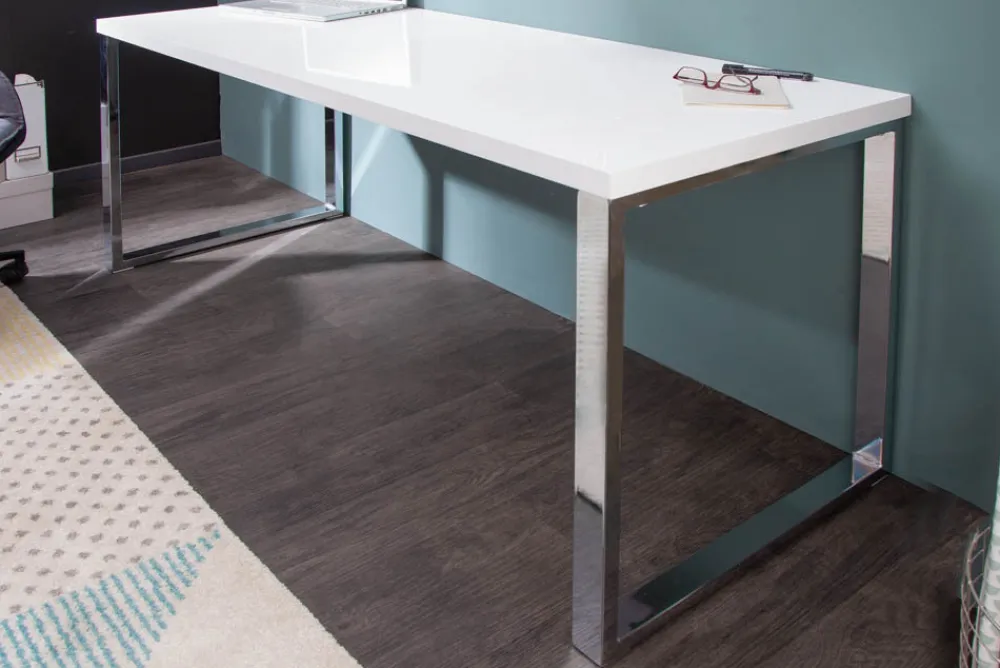 Riess-Ambiente Bürotische > Moderner Schreibtisch WHITE DESK 140cm weiß Hochglanz Bürotisch