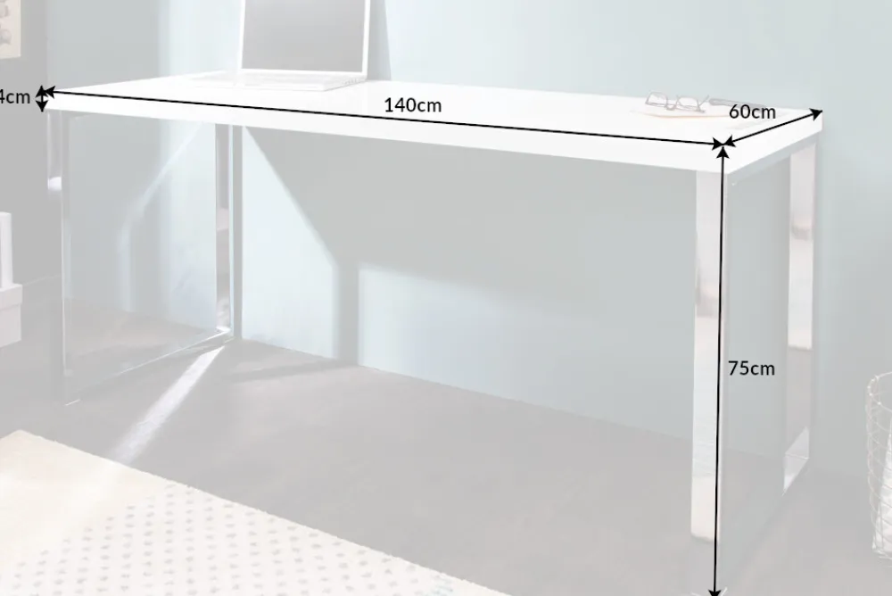 Riess-Ambiente Bürotische > Moderner Schreibtisch WHITE DESK 140cm weiß Hochglanz Bürotisch