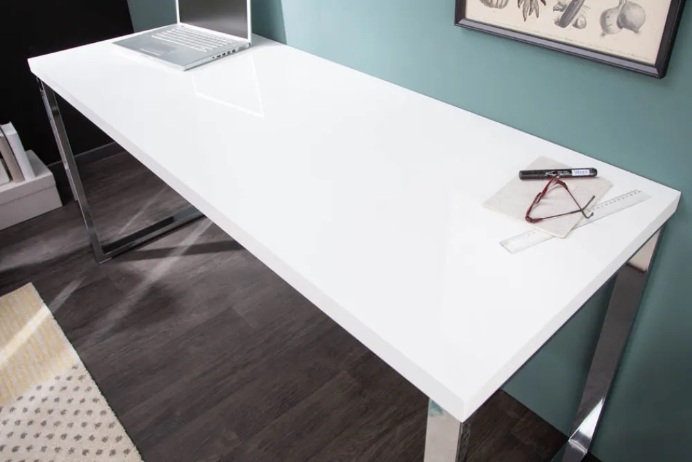 Riess-Ambiente Bürotische > Moderner Schreibtisch WHITE DESK 140cm weiß Hochglanz Bürotisch