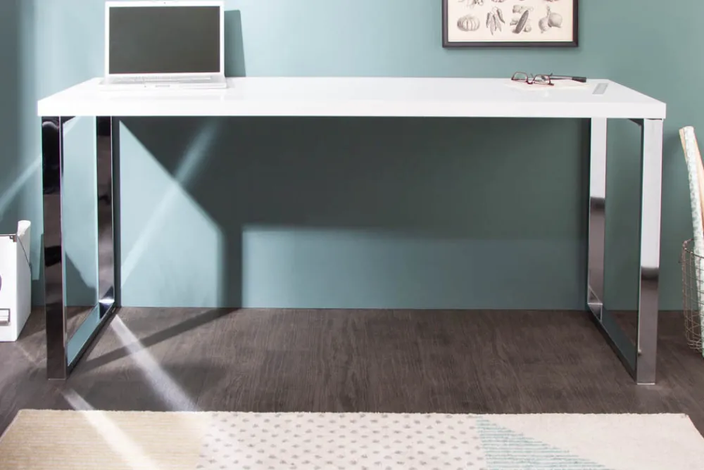 Riess-Ambiente Bürotische > Moderner Schreibtisch WHITE DESK 140cm weiß Hochglanz Bürotisch