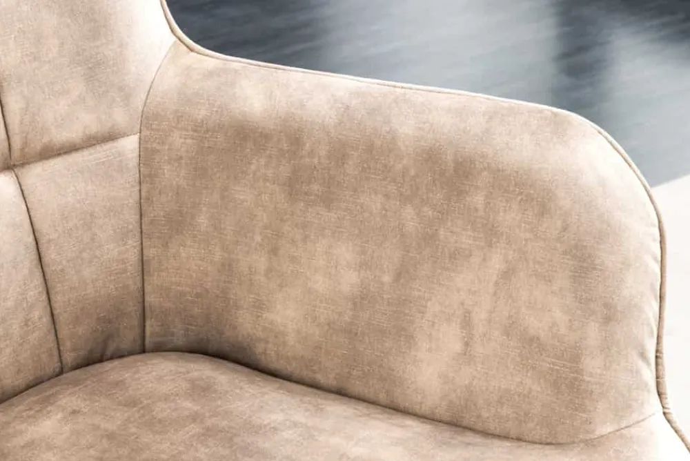 Riess-Ambiente Skandinavisch|Loungesessel > Moderner Sessel SCANDINAVIA champagner beige Samt schwarze Metallbeine mit Armlehne