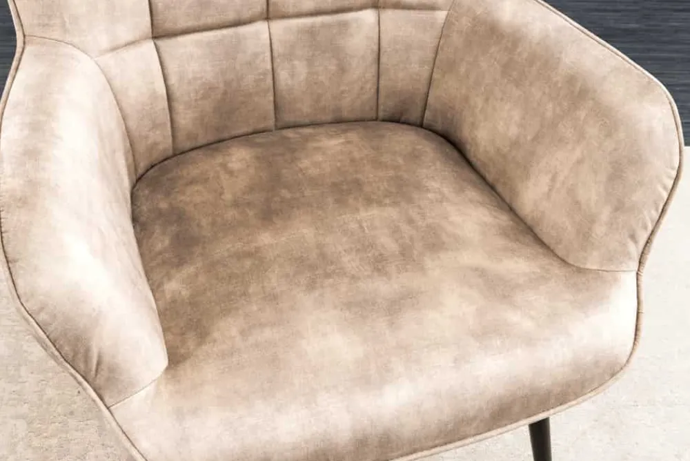 Riess-Ambiente Skandinavisch|Loungesessel > Moderner Sessel SCANDINAVIA champagner beige Samt schwarze Metallbeine mit Armlehne