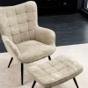 Riess-Ambiente Skandinavisch|Loungesessel > Moderner Sessel SCANDINAVIA champagner greige Bouclé mit Armlehnen