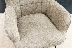 Riess-Ambiente Skandinavisch|Loungesessel > Moderner Sessel SCANDINAVIA champagner greige Bouclé mit Armlehnen