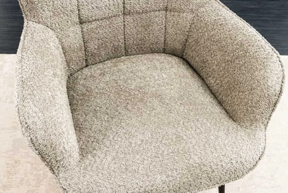 Riess-Ambiente Skandinavisch|Loungesessel > Moderner Sessel SCANDINAVIA champagner greige Bouclé mit Armlehnen