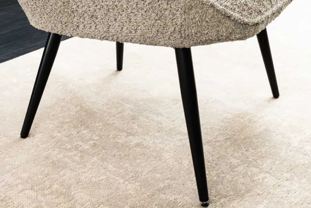 Riess-Ambiente Skandinavisch|Loungesessel > Moderner Sessel SCANDINAVIA champagner greige Bouclé mit Armlehnen