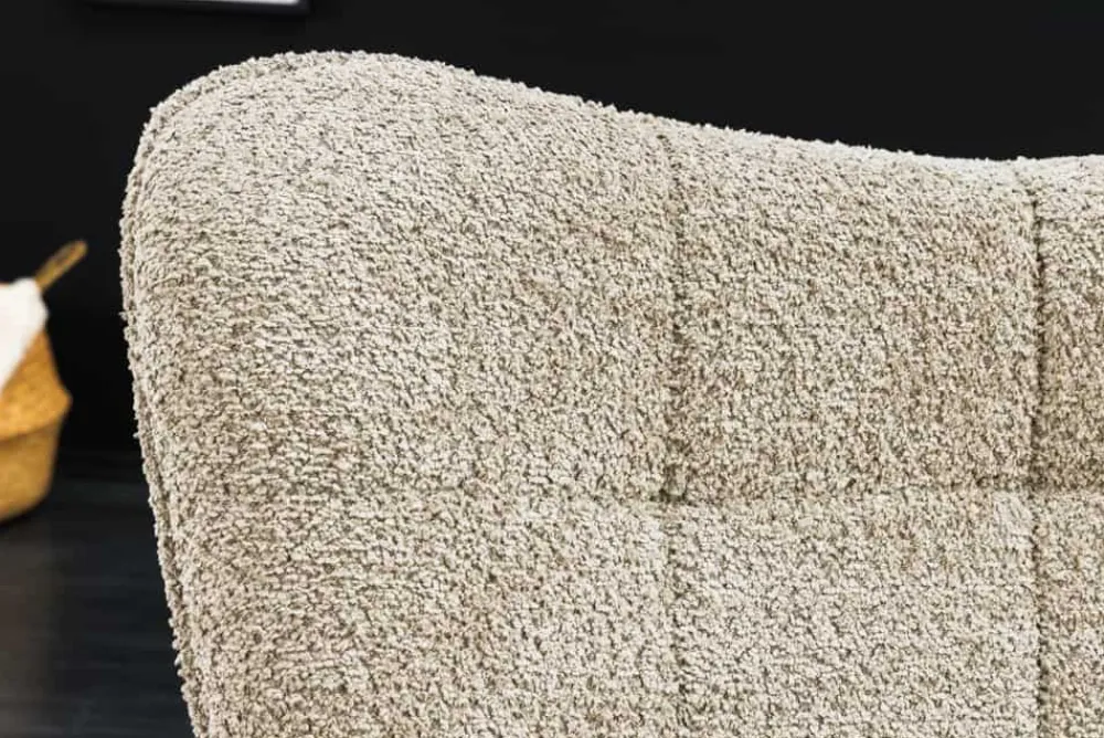 Riess-Ambiente Skandinavisch|Loungesessel > Moderner Sessel SCANDINAVIA champagner greige Bouclé mit Armlehnen