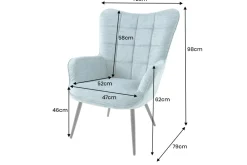 Riess-Ambiente Skandinavisch|Loungesessel > Moderner Sessel SCANDINAVIA blau Strukturstoff schwarz Metall mit Armlehne