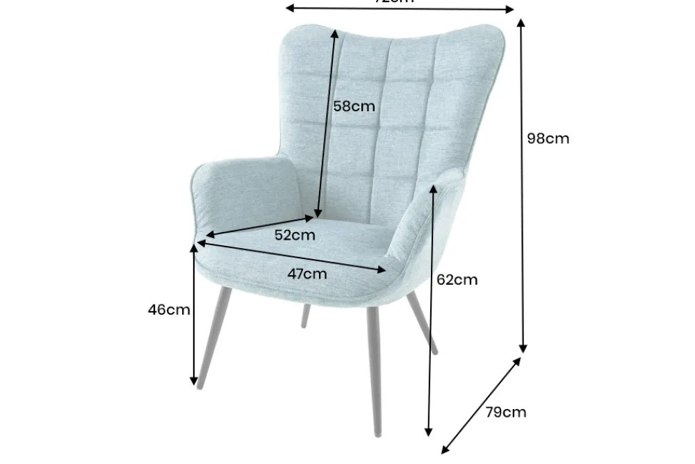 Riess-Ambiente Skandinavisch|Loungesessel > Moderner Sessel SCANDINAVIA blau Strukturstoff schwarz Metall mit Armlehne