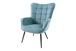 Riess-Ambiente Skandinavisch|Loungesessel > Moderner Sessel SCANDINAVIA blau Strukturstoff schwarz Metall mit Armlehne