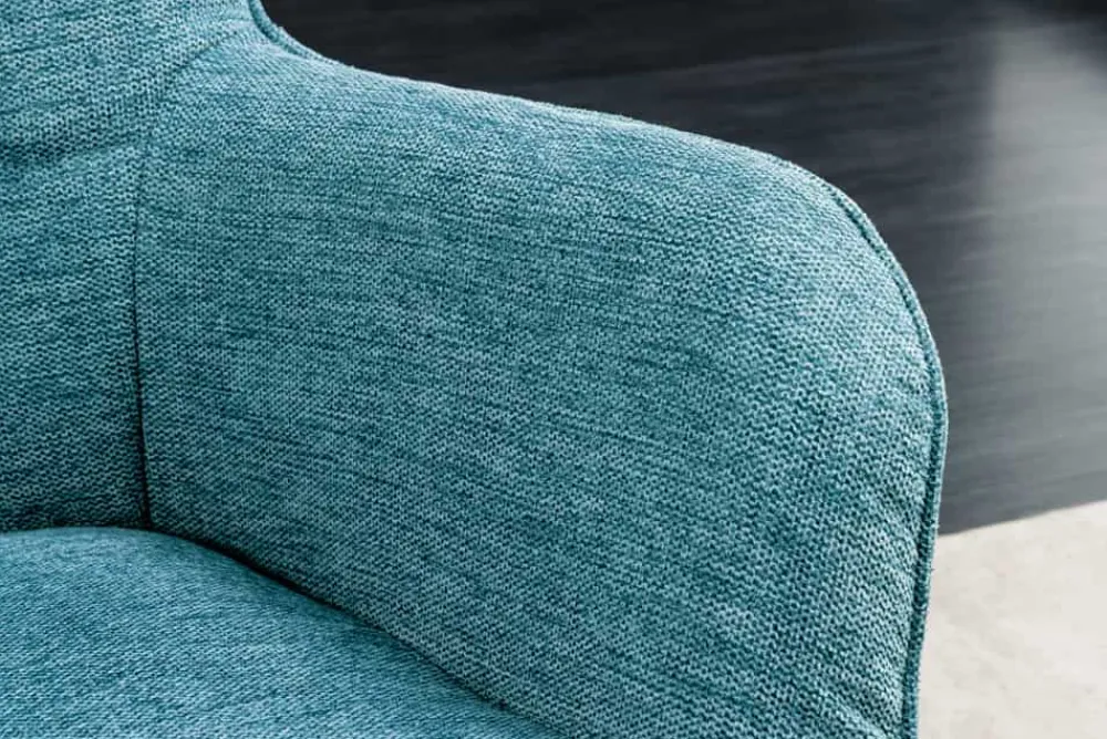 Riess-Ambiente Skandinavisch|Loungesessel > Moderner Sessel SCANDINAVIA blau Strukturstoff schwarz Metall mit Armlehne