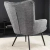 Riess-Ambiente Skandinavisch|Loungesessel > Moderner Sessel SCANDINAVIA grau Strukturstoff schwarze Metallbeine mit Armlehnen