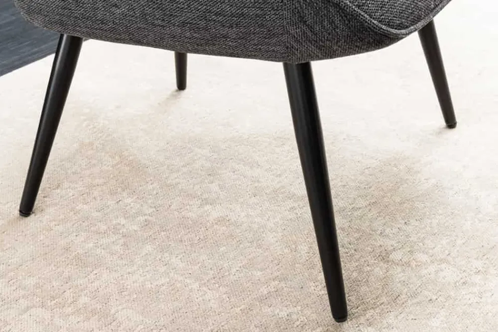 Riess-Ambiente Skandinavisch|Loungesessel > Moderner Sessel SCANDINAVIA grau Strukturstoff schwarze Metallbeine mit Armlehnen