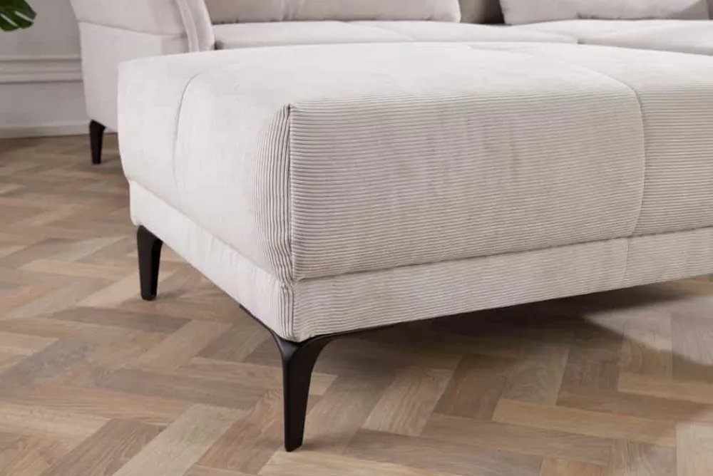 Riess-Ambiente Polsterhocker|Sitzhocker > Moderner Sitzhocker DESIGNO 110cm beige Cord Metallfüße