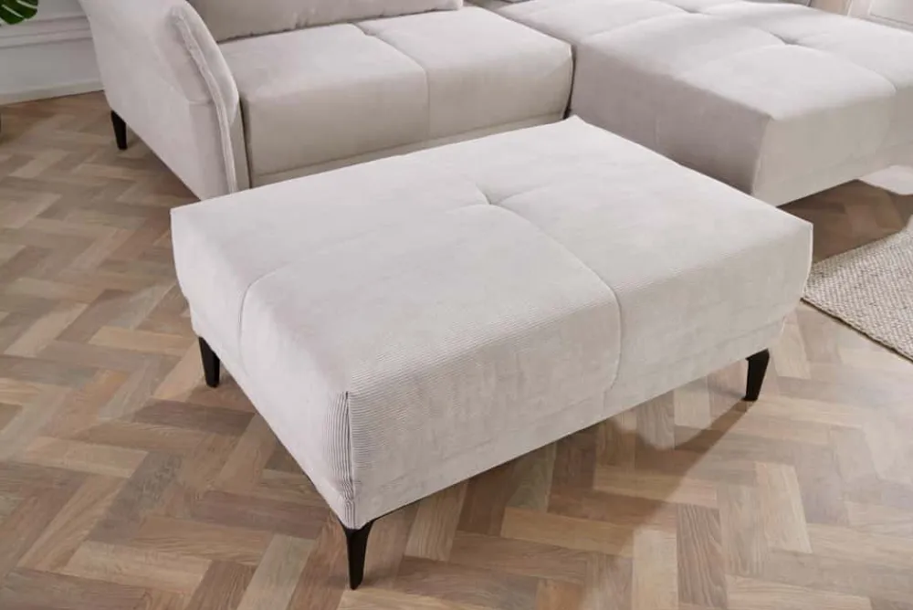 Riess-Ambiente Polsterhocker|Sitzhocker > Moderner Sitzhocker DESIGNO 110cm beige Cord Metallfüße