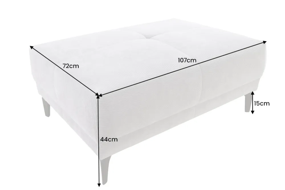 Riess-Ambiente Polsterhocker|Sitzhocker > Moderner Sitzhocker DESIGNO 110cm beige Cord Metallfüße