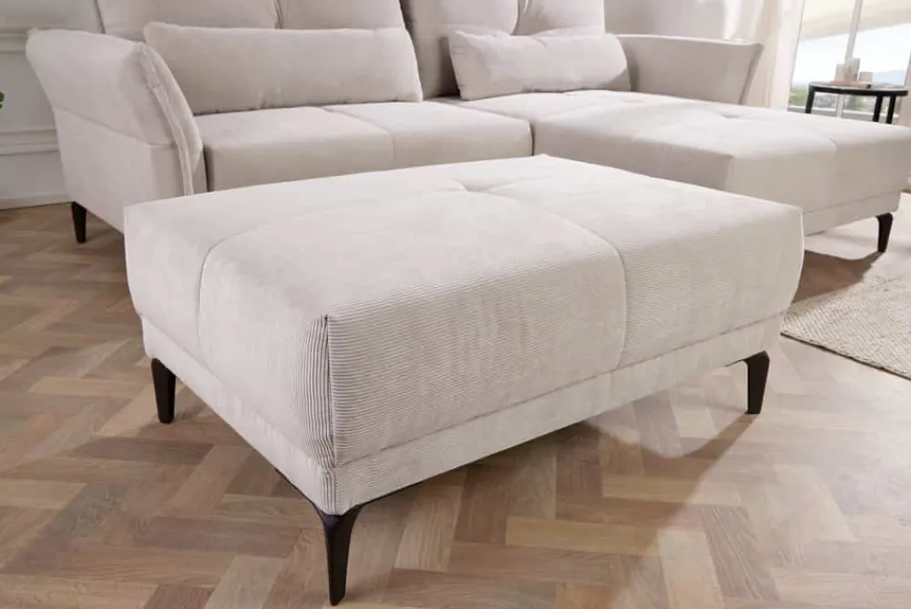 Riess-Ambiente Polsterhocker|Sitzhocker > Moderner Sitzhocker DESIGNO 110cm beige Cord Metallfüße