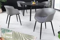 Riess-Ambiente Skandinavisch|Retro Möbel > Moderner Stuhl DESIGNO grau Kunststoff Gartenstuhl mit Armlehnen Indoor Outdoor